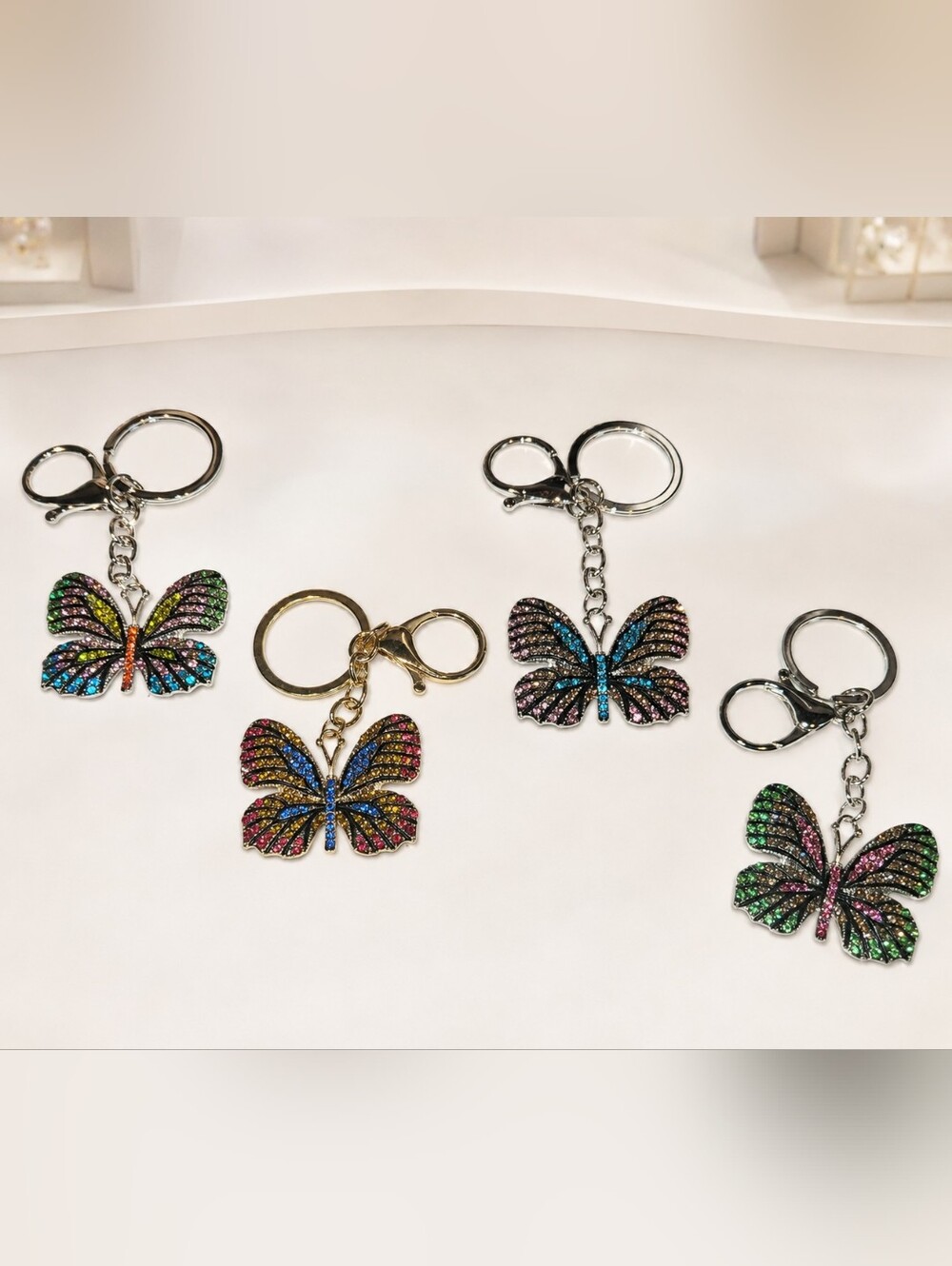 Rhinestone Butterfly Keychain Or Bag Charm